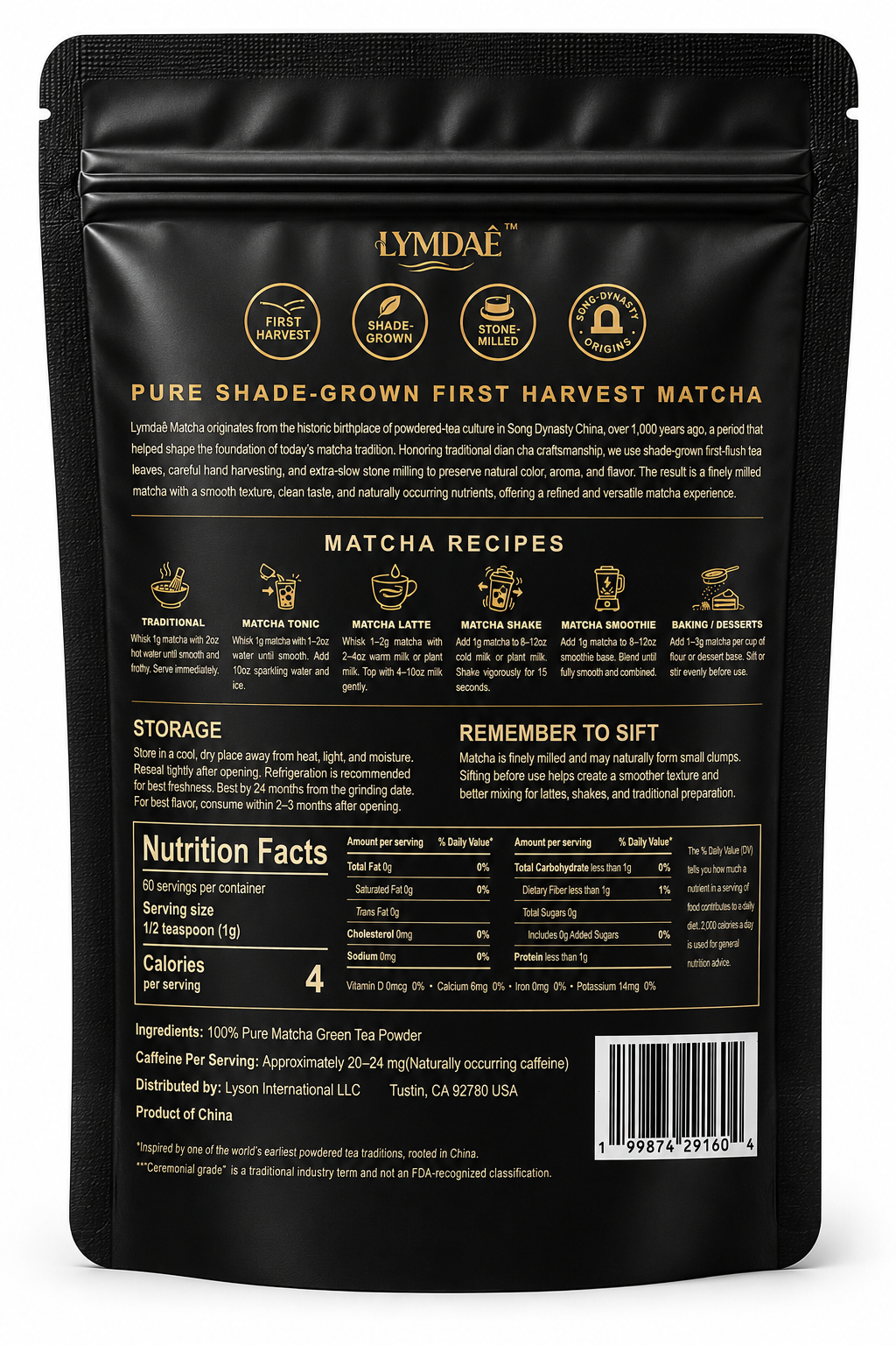 LYMDAE Ceremonial-Grade Matcha Powder 2.12 oz